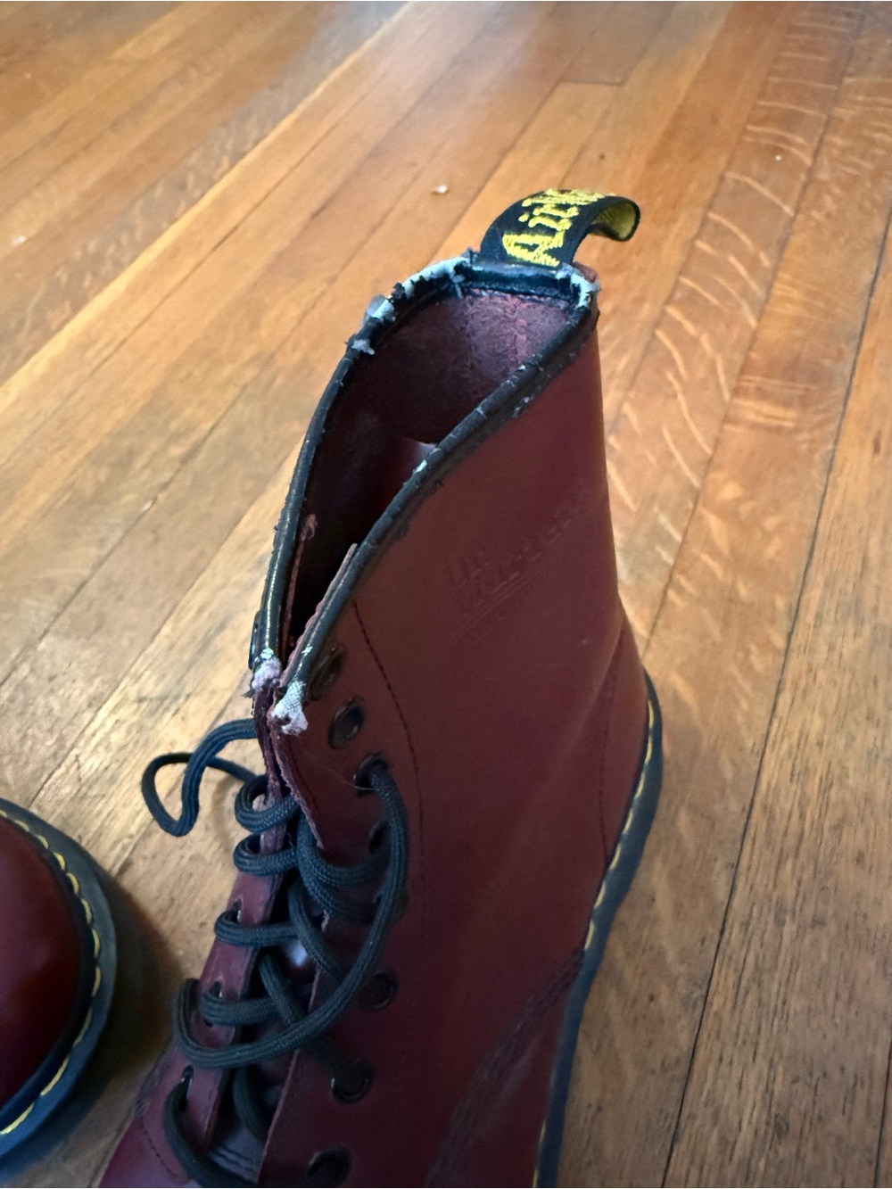 Dr. Martens Women’s Cherry Red Leather Lace-Up Boots - Picture 4 of 6